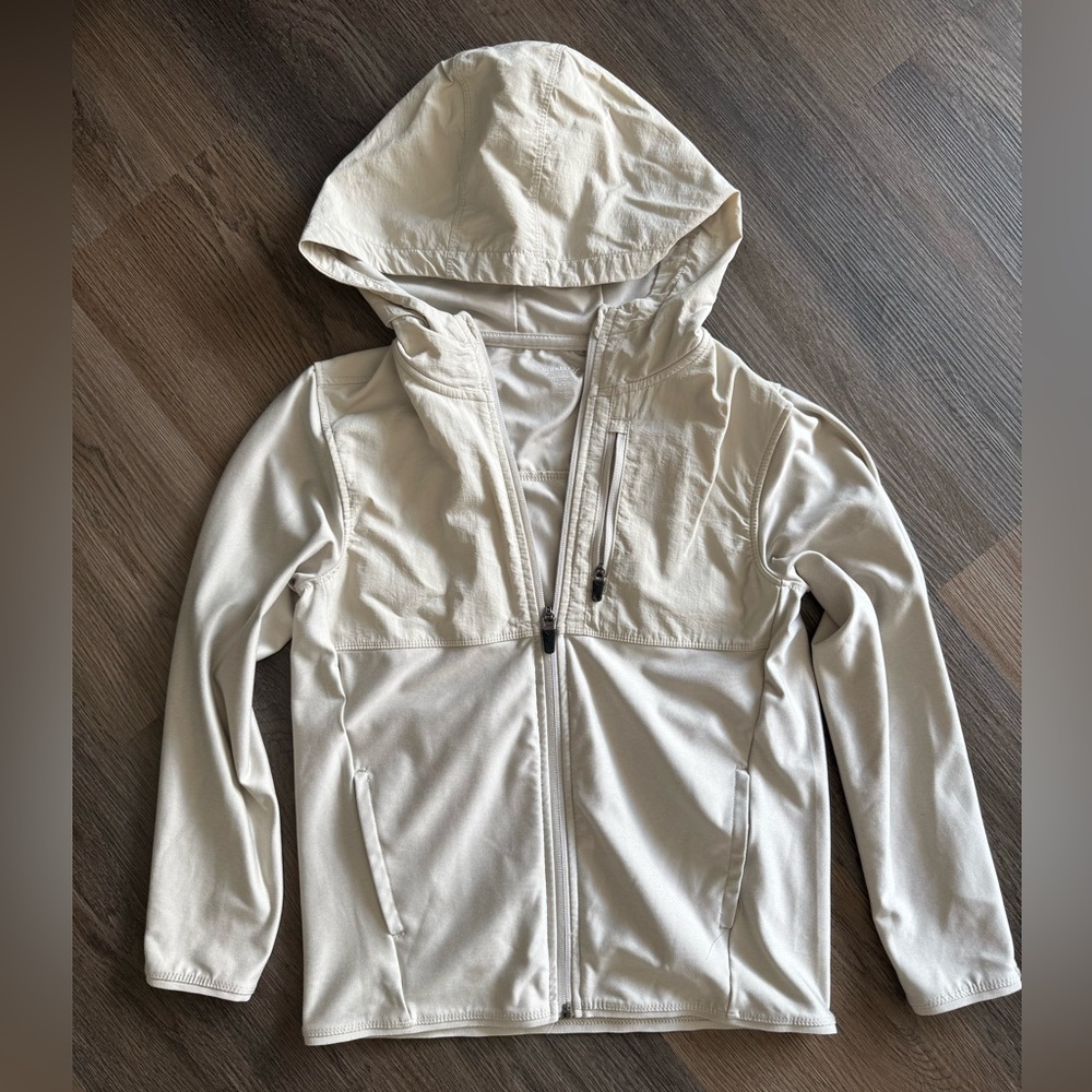 Old Navy Active Kids Light Beige Hooded Knittech Go-Dry Cool Jacket size Medium